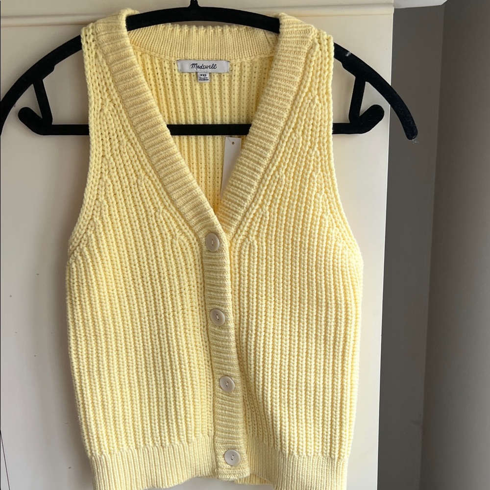 Madewell NWT Women's Yellow Knit Sweater Vest